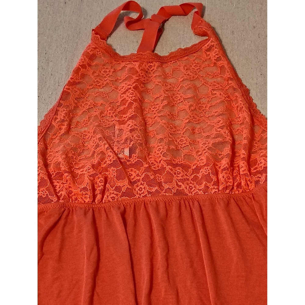 Victoria's Secret Lace Halter‎ Chemise Nightie Lingerie Coral Size Large K - Picture 2 of 9
